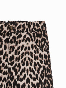 Leopar Desenli Kız Çocuk Gabardin Pantolon - 5