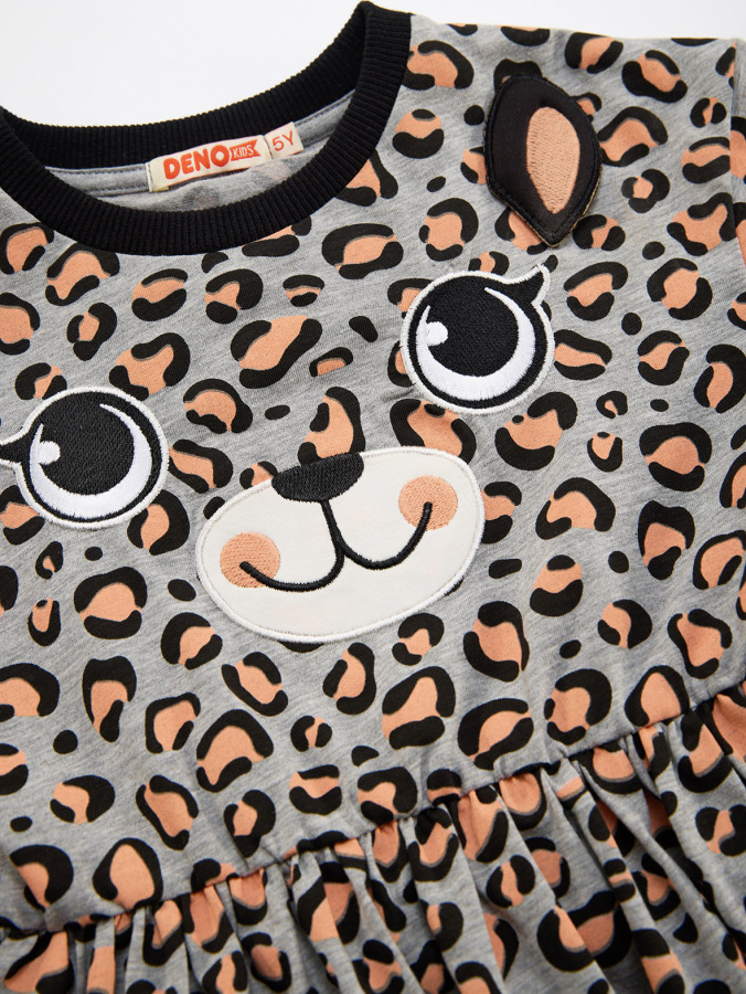 Leopard Grey Girl Dress - 5
