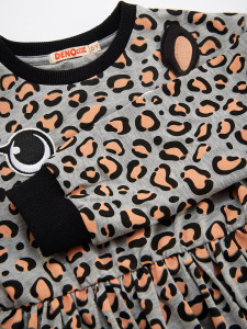 Leopard Grey Girl Dress - Denokids