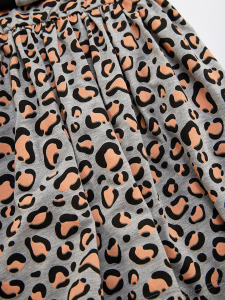 Leopar Desenli Gri Kız Çocuk Elbise - 2