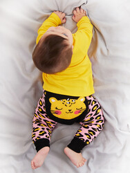 Leopar Kız Bebek T-shirt Tayt-Pantolon Takım - Thumbnail
