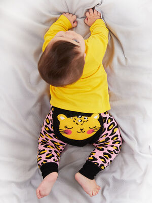 Leopar Kız Bebek T-shirt Tayt-Pantolon Takım