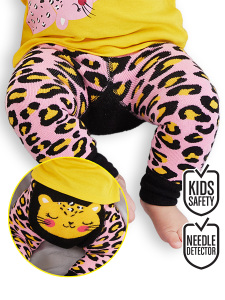 Leopar Kız Bebek Pembe Tayt-Pantolon - Denokids