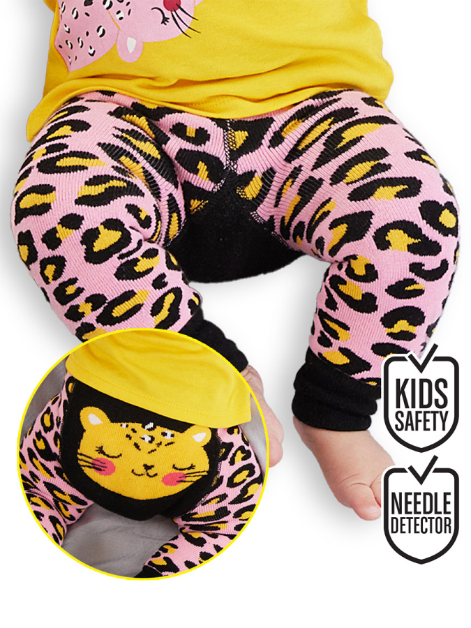 Leopar Kız Bebek Pembe Tayt-Pantolon - 1