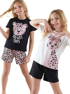 Leopar Kız Çocuk 2'li Pijama Takım - Denokids