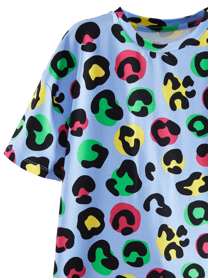 Leopar Kız Çocuk Oversize Elbise - 5