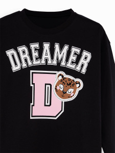 Kız Çocuk Kışlık Leopar Desenli Pamuklu Siyah Uzun Kollu Crop T-Shirt Tayt Takımı 5-10 Yaş - 5