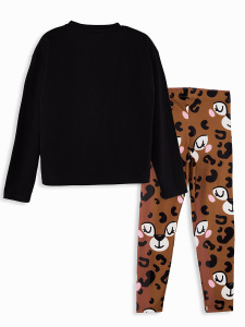 Leopard Girl T-shirt Leggings Set - 4