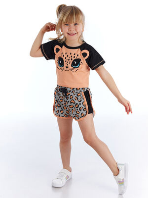 Leopard Girl T-shirt&Shorts Set