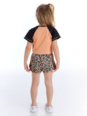 Leopard Girl T-shirt&Shorts Set