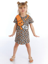 Leopard Grey Girl Dress - Thumbnail