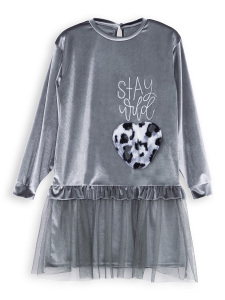 Leopard Grey Velvet Tulle Girl Dress - 3