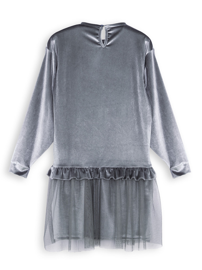 Leopard Grey Velvet Tulle Girl Dress - 4