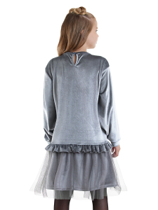 Leopard Grey Velvet Tulle Girl Dress - 2