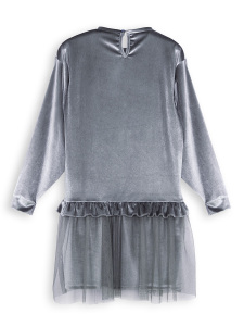 Leopard Grey Velvet Tulle Girl Dress - 4