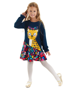 Leopard Navy Blue Girl Dress - 1
