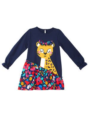 Leopard Navy Blue Girl Dress