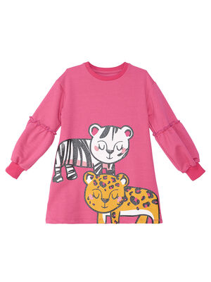 Leopard Zebra Girl Pink Dress