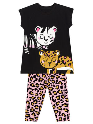 Leo&Zebra Girl T-shirt&Leggings Set