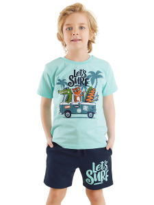 Let's Surf Erkek Çocuk Yazlık T-shirt Cepli Şort Takım - Denokids