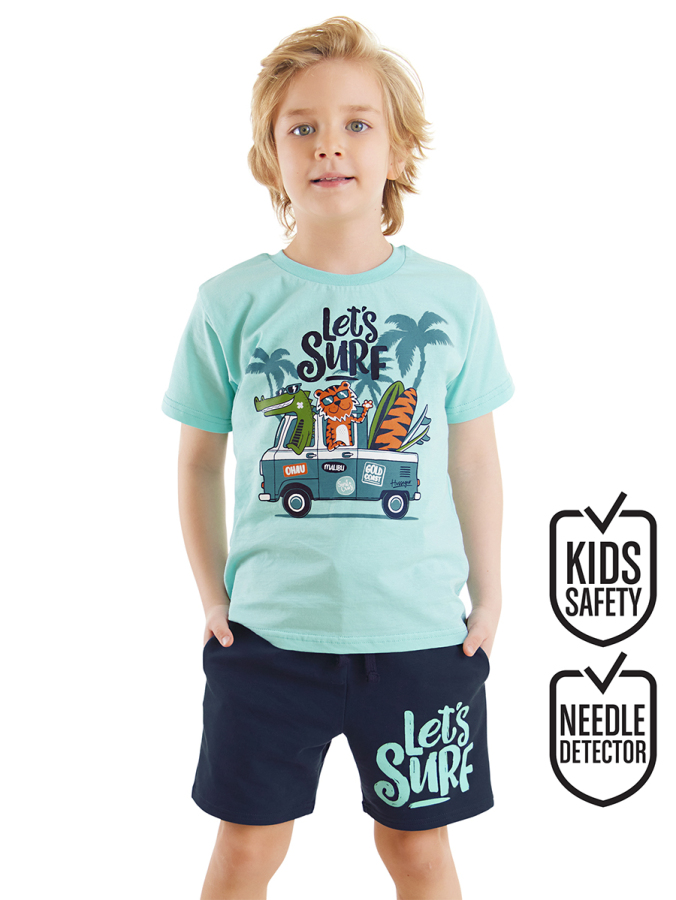 Let's Surf Erkek Çocuk Yazlık T-shirt Cepli Şort Takım - 1