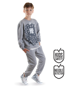 Letters Boy Grey Tracksuit - Denokids