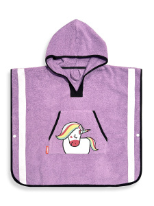 Kız Çocuk Plaj Havlusu Havlu Panço Kapüşonlu Unicorn Aplikeli Standart - 4