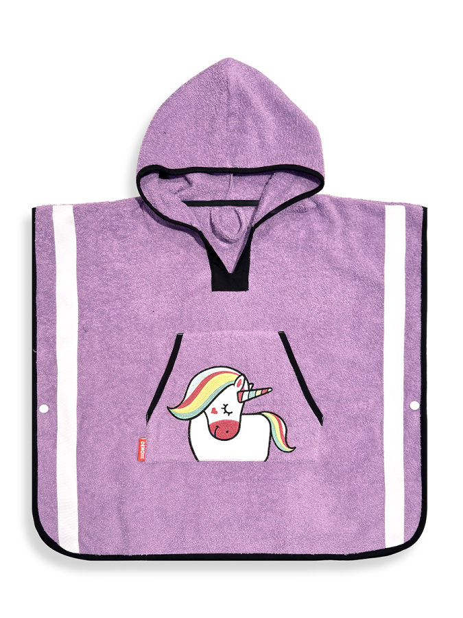 Kız Çocuk Plaj Havlusu Havlu Panço Kapüşonlu Unicorn Aplikeli Standart - 4