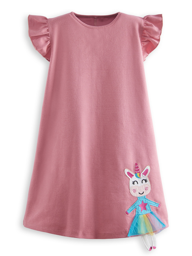 Lilycorn Kız Çocuk Pembe Yazlık Elbise - 3