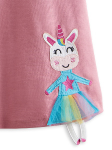 Lilycorn Kız Çocuk Pembe Yazlık Elbise - 5