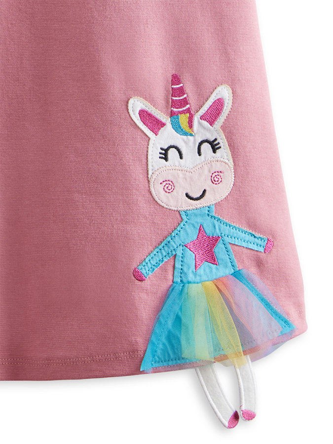 Lilycorn Kız Çocuk Pembe Yazlık Elbise - 5