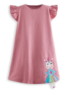 Lilycorn Kız Çocuk Pembe Yazlık Elbise - 3