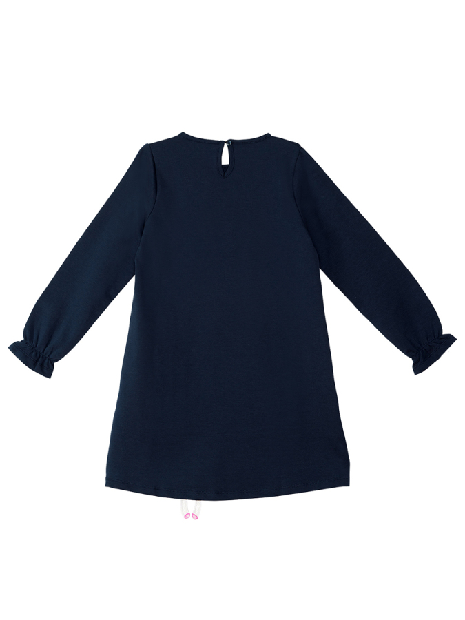 Lilycorn Lacivert Kız Çocuk Tüllü Kol Ucu Lastikli Elbise - 4