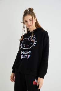 Lisanslı Baskılı 3D Kapüşonlu Kalın Sweatshirt - 4