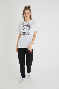 Lisanslı Baskılı Basic Beyaz T-shirt Kalıp Pamuk - 3