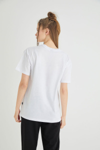 Lisanslı Baskılı Basic Beyaz T-shirt Kalıp Pamuk - 5