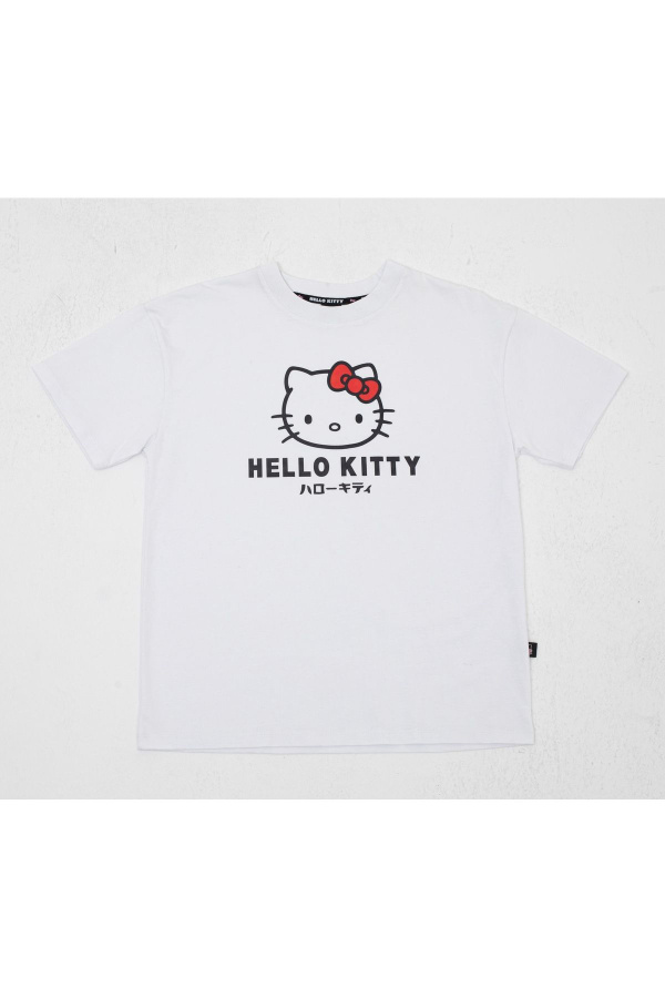 Lisanslı Baskılı Basic Beyaz T-shirt Relaxed Kalıp - 2