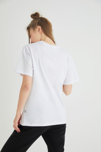 Lisanslı Baskılı Basic Beyaz T-shirt Relaxed - 5