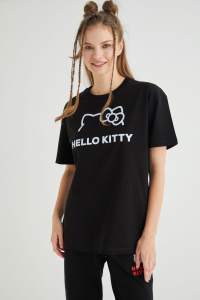 Lisanslı Baskılı Basic T-shirt Relaxed Kalıp Pamuk - 4