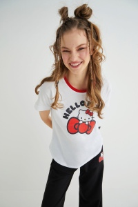 Lisanslı Baskılı Beyaz Tişört Normal Kesim Pamuk - 4