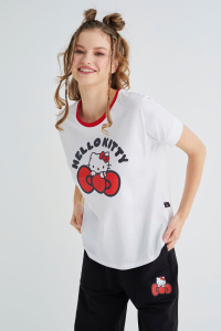 Lisanslı Baskılı Beyaz Tişört Normal Kesim Pamuk - 2