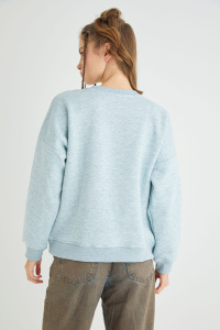 Lisanslı Baskılı Fit Yeşil Sweatshirt - 4