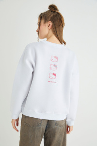 Lisanslı Baskılı Kalın Oversize Beyaz Sweatshirt - 2