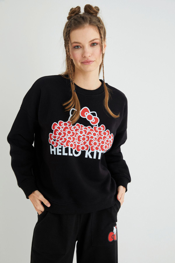 Lisanslı Baskılı Kalın Oversize Fit Sweatshirt - 4