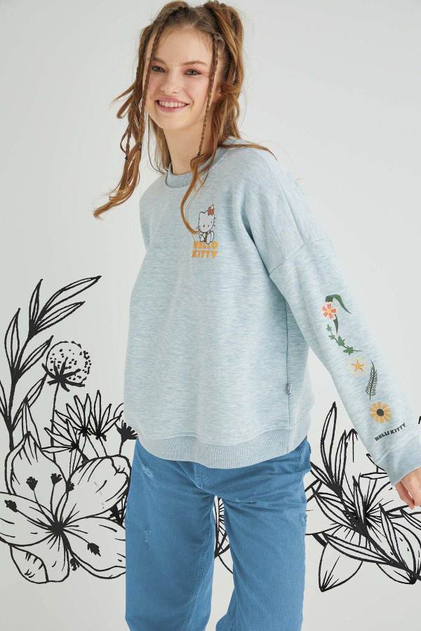 Lisanslı Baskılı Kalın Oversize Fit Sweatshirt - 1