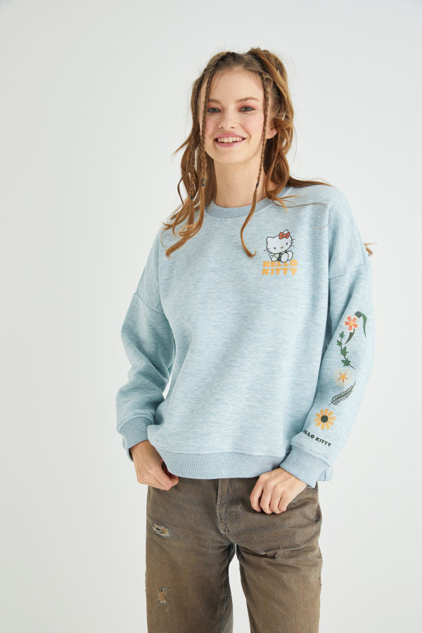 Lisanslı Baskılı Kalın Oversize Fit Sweatshirt - 3
