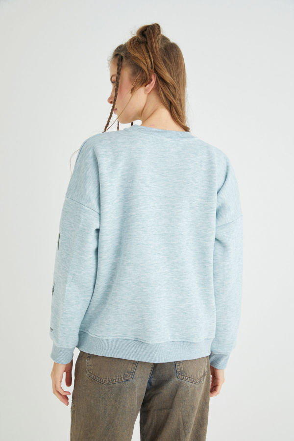 Lisanslı Baskılı Kalın Oversize Fit Sweatshirt - 5