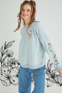 Lisanslı Baskılı Kalın Oversize Fit Sweatshirt - Hello Kitty
