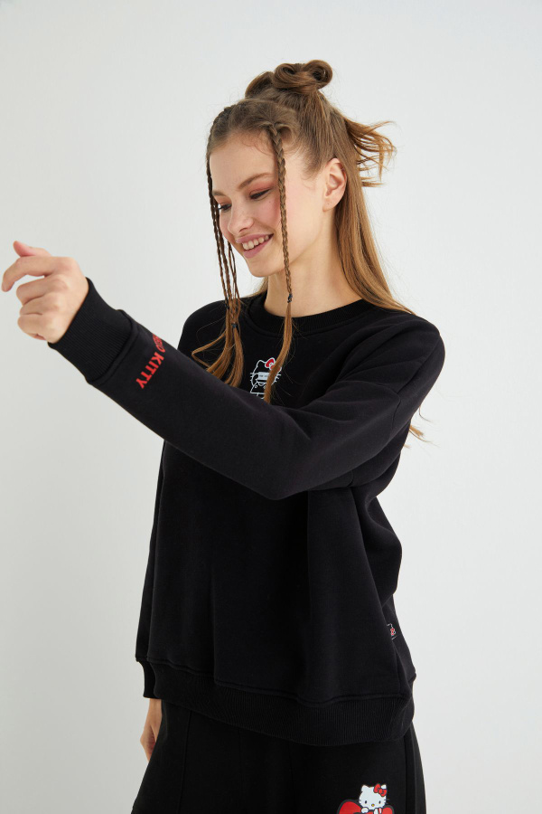 Lisanslı Baskılı Kalın Oversize Sweatshirt - 3