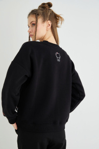 Lisanslı Baskılı Kalın Oversize Sweatshirt - 2